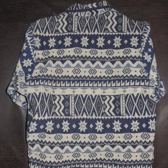 Vintage 90's Jane Ashley Button Up, Collared, Southwestern Blues Tapestry Jacket - Picture 6 of 8